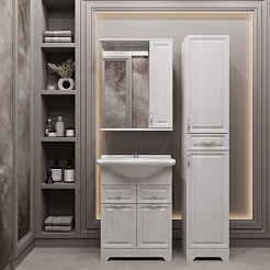 Stella Polare Шкаф пенал Кармела 36 R Люкс белое серебро – фотография-10